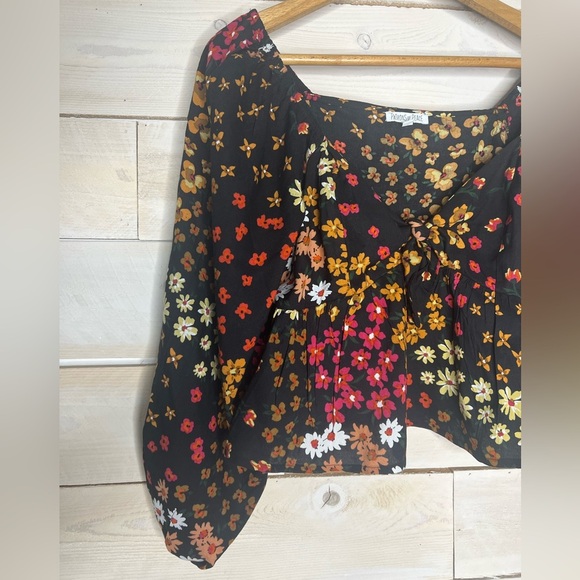 Patrons of Peace Puff Sleeve Top Floral sz M - Picture 2 of 5